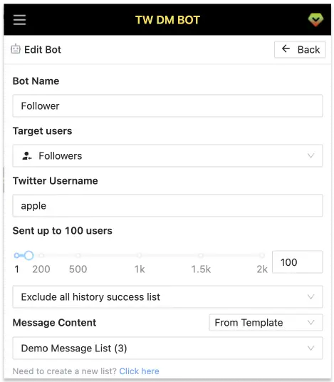 TW DM Bot Screenshot